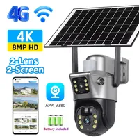 4K 8MP Dual Lens Solar Security Camera Outdoor WiFi 4G Wireless CCTV Surveillance IP Cam for SIM Card Waterproof Night Vision