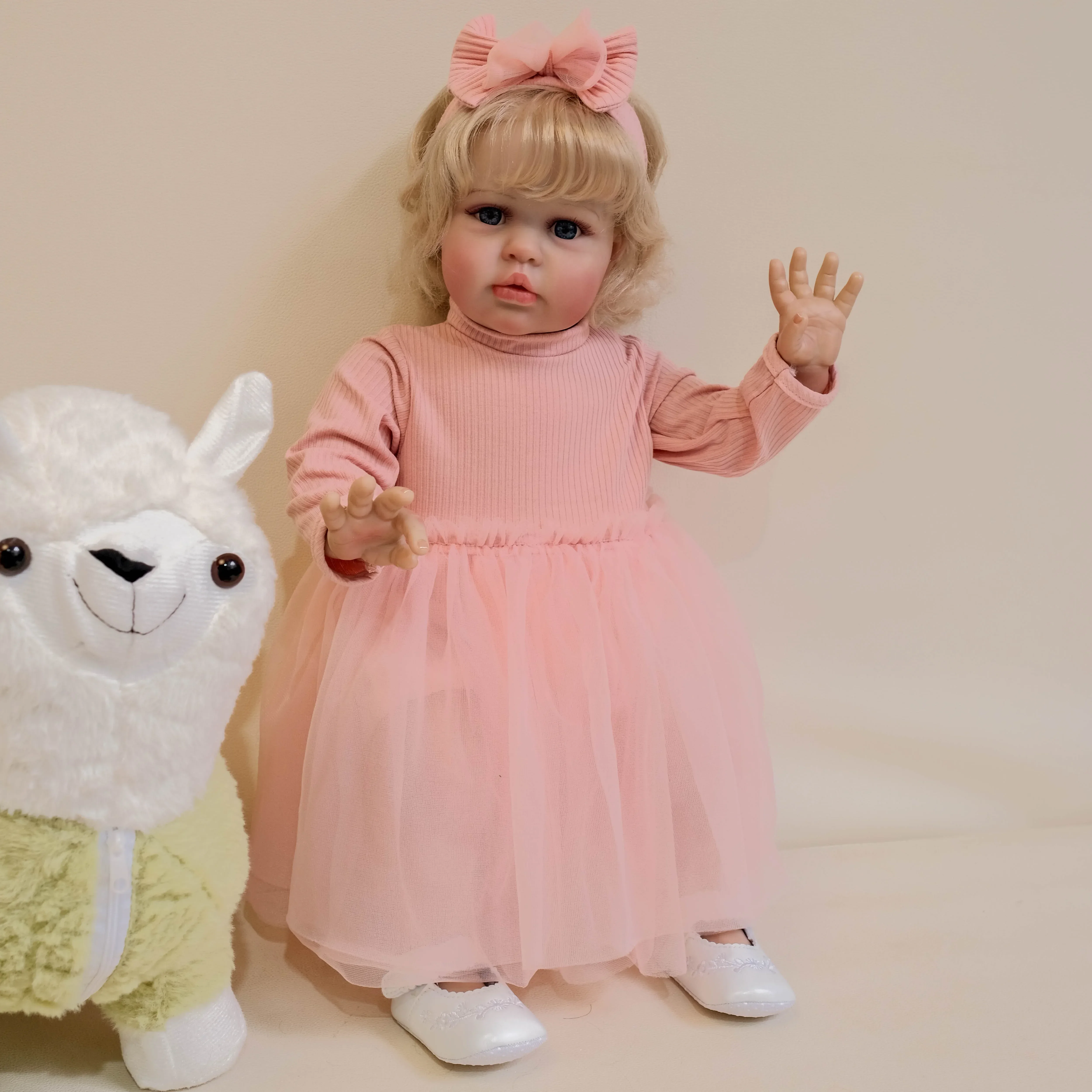 

24inch Ellie Cloth Body Lifelike Reborn Toddler Hand Rooted Hair Cuddly Baby Girl Doll Baby