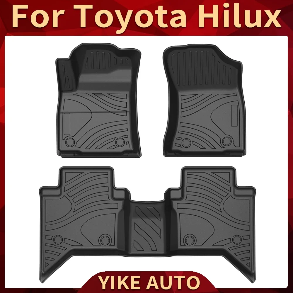 For Toyota Hilux Vigo Hilux Revo Rocco 2009-2022 LHD RHD Car Floor Mats All-Weather TPE Foot Mats Pad Mat Interior Accessories