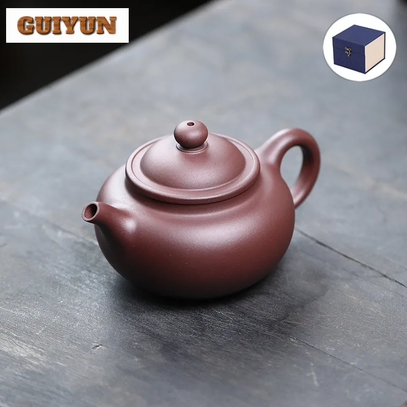 

120ML Luxury Yixing Purple Clay Teapots Handmade Bamboo Hat Pot Raw Ore Purple Mud Tea Maker Kettle Zisha Tea Set Collection