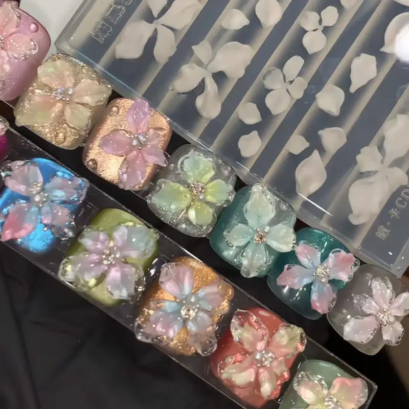 1/2 Stück 3D-Blumen-Silikon-Nagelform, Stereo-Blütenblatt-Nagelkunstform für UV-Harz-Gel, Geschnitzte Blumen DIY Nageldekoration für Zuhause – Detail 10
