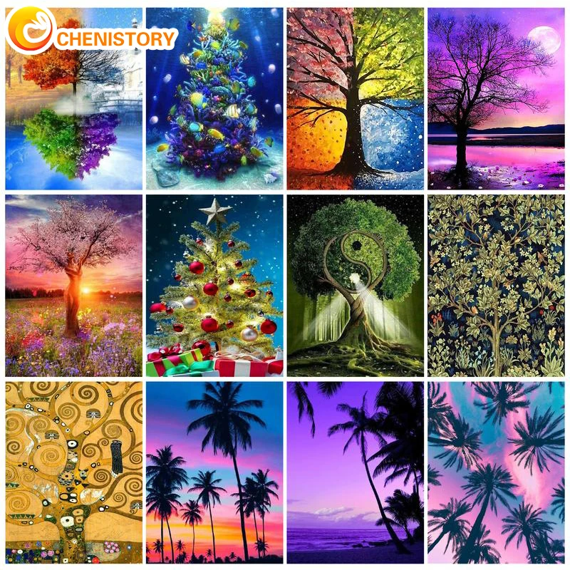 

CHENISTORY Diamond Painting Tree Cross Stitch Diamond Mosaic Picture Rhinestones Art Landscape Handicraft Hobby Gift Home Decor