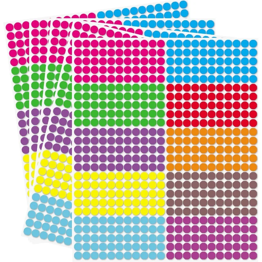 Adesivi a punti piccoli - Etichette di codifica a colori rotondi da 1/4'' Etichette adesive a pois circolari in più colori per OfficeClassroom 2