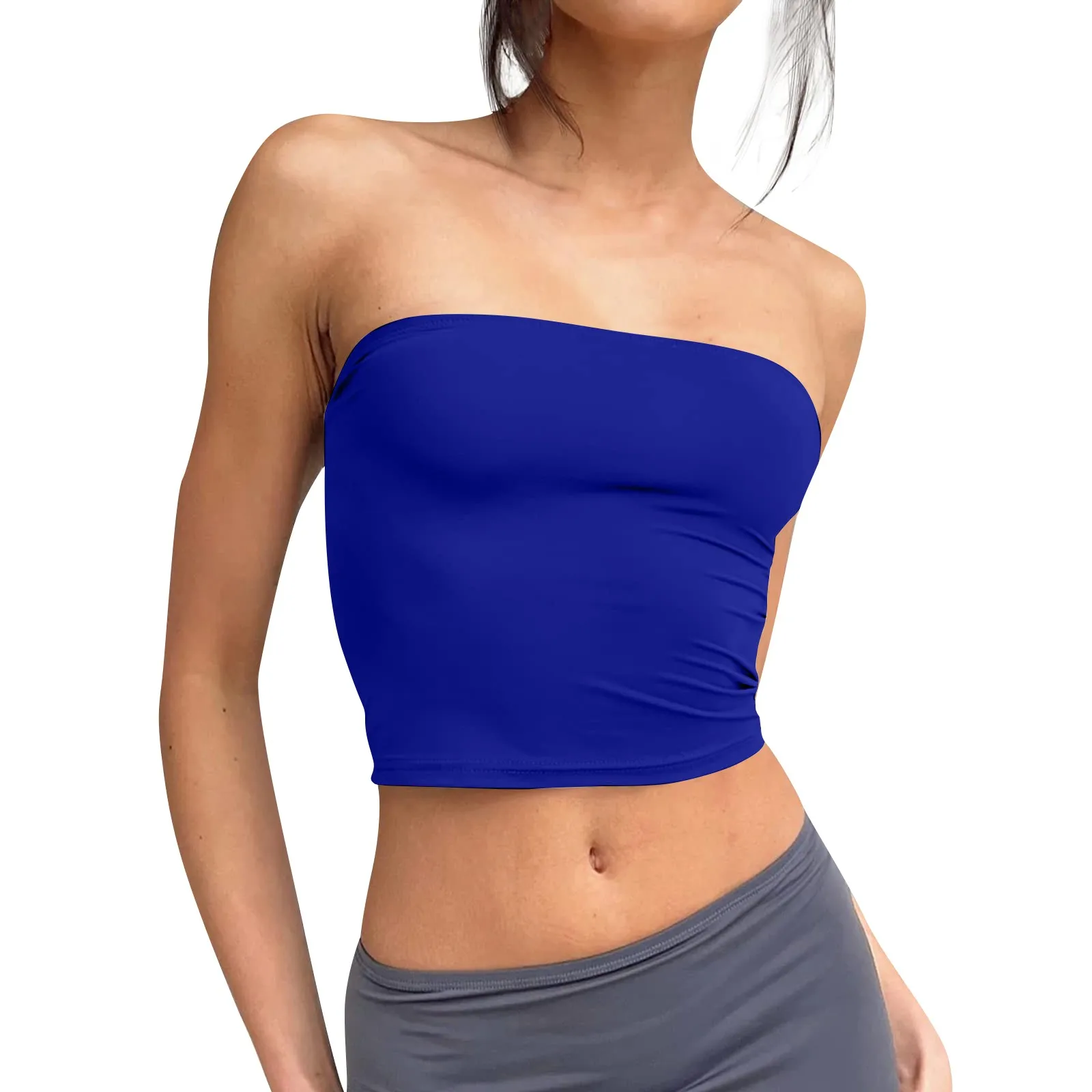 Trägerlose Crop-Tops für Damen, Basic, rückenfrei, ärmellos, Bandeau, niedlich, sexy Tops, Trend, Street-Fashion, klassisch, solide Röhren-Tops