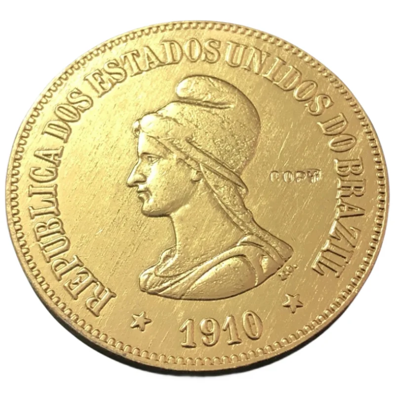 1910 Brazil 20 000 Reis Gold Copy Coin