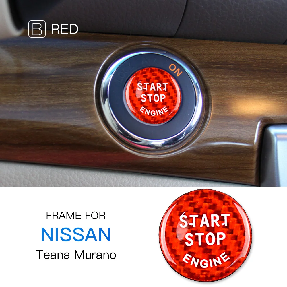 

Carbon Fiber For Nissan Start Engine Button Cover Sticker 086 X-Trail Qashqai Sylphy Teana X-Terra Interior Upgrade Styling Trim