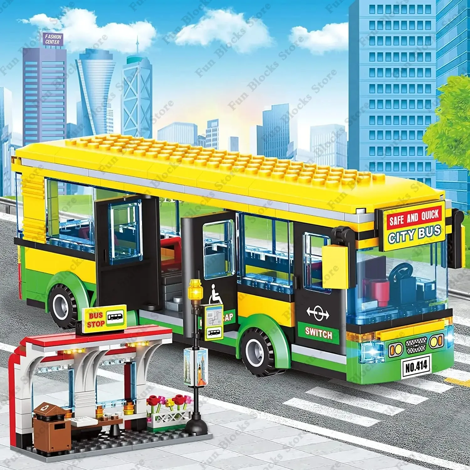 Popular Car Building Blocks With Stock Available Delivery Truck Van School City Bus Vehicle Bricks Children Toys Birthday Gifts