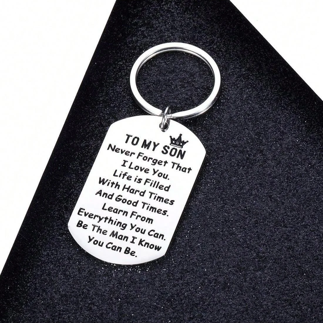 1pc Inspirational Gift To My Son Never Forget That Stainless Steel American Style Keychain For Graduation Season