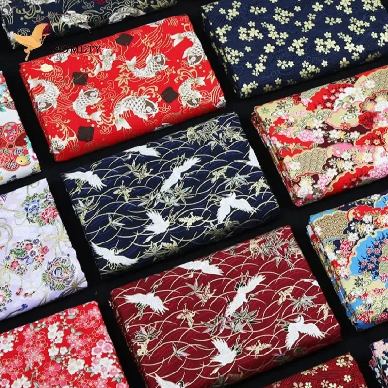 Japanese Style Kimono 100% Cotton Fabric Bronzed Printed Cloth For Dress Patchwork Home Textile Material 145*50cm