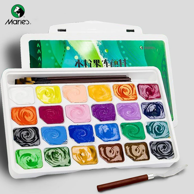 Jelly Cup Pigments Set, 24 Vibrant Colors x 30ml/oz Gouache/Acrylic Paint with Portable Case, Non-toxic Odourless for Beginners