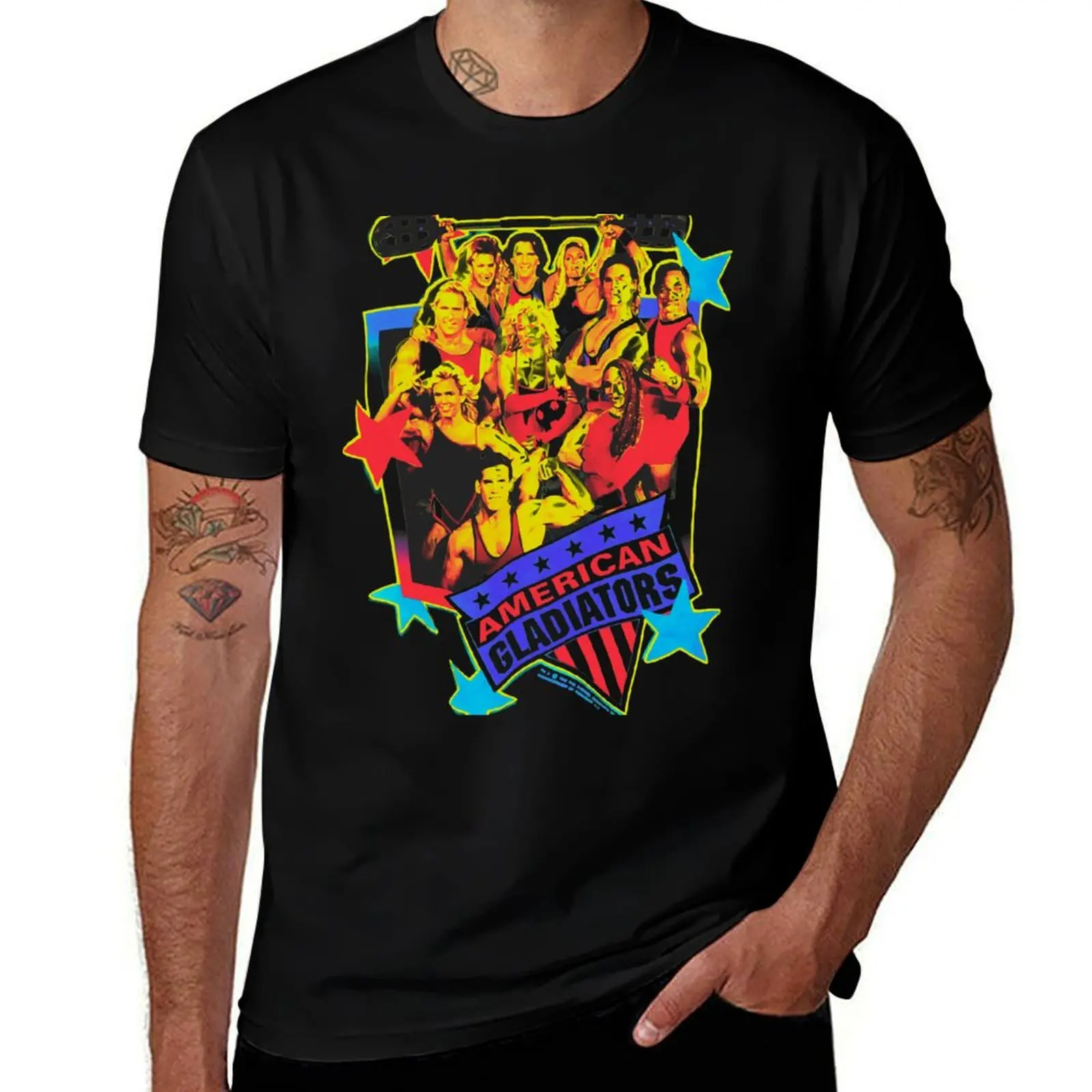 Find 1990 American Gladiators Rare Vintage Cult Classic 90's USA Network Athletic Competition TV Show Promo T-Shirt