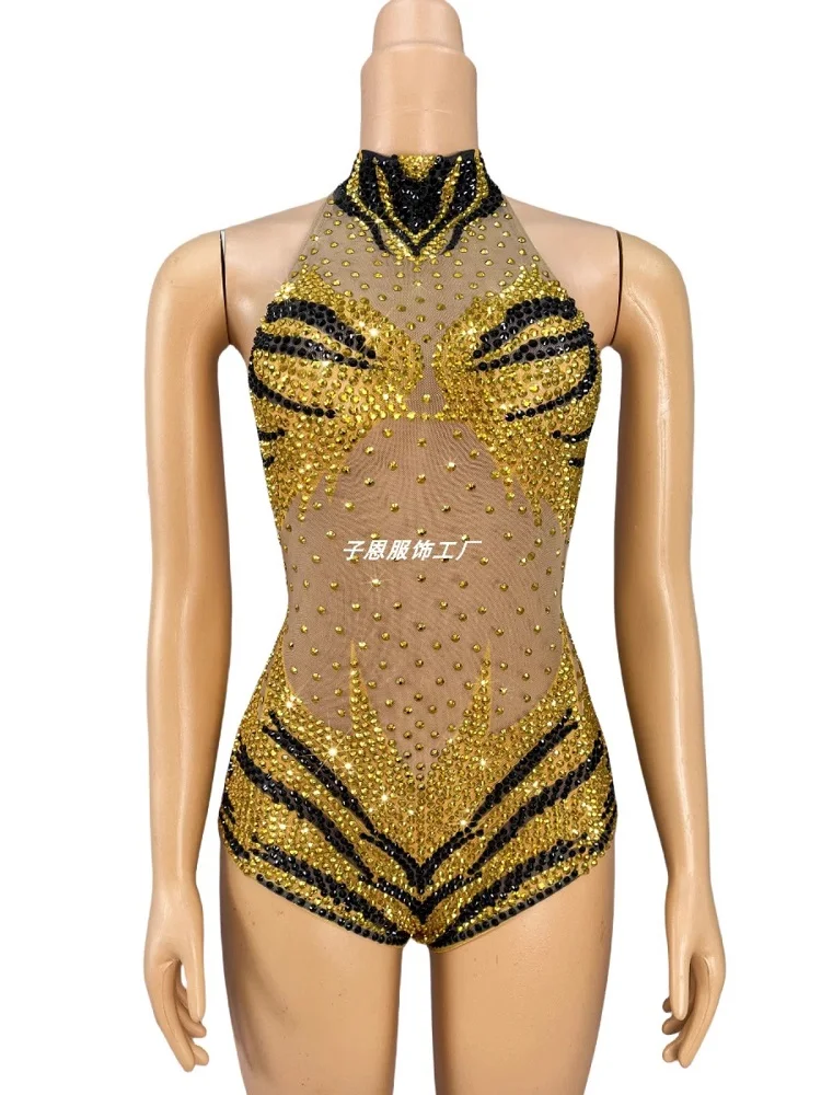 2024 new Sexy costume bright rhinestone jumpsuit night party singer girl group stage costume