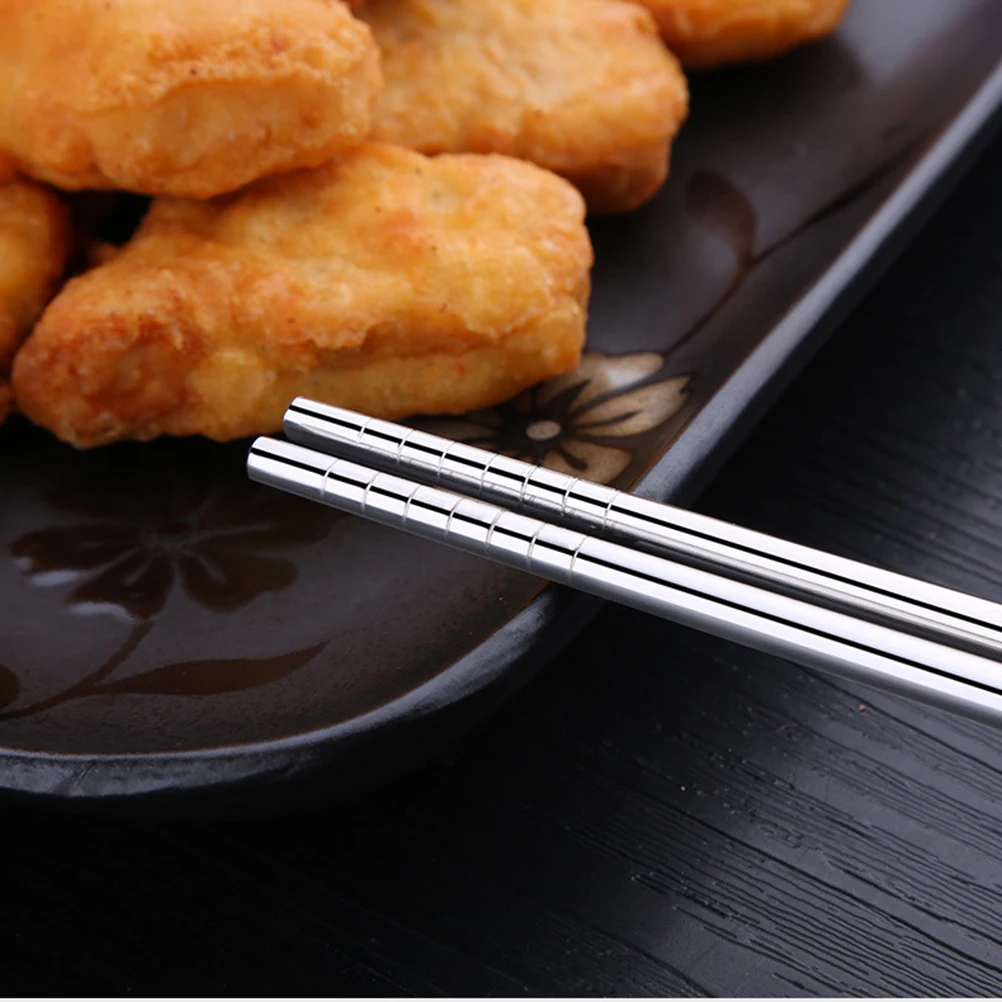 

Extra Long Stainless Steel Chopsticks Anti slip Non slip Eco friendly Lightweight Practical Travel Camping Hot Pot Cooking