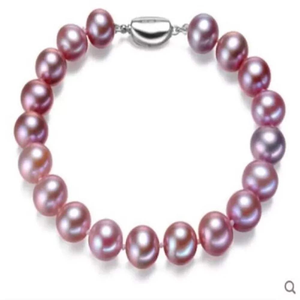 

Perfect 7.5-8 inch natural AAA 9-10mm 10-11mm 11-12mm South Sea round pearl bracelet 925 silver