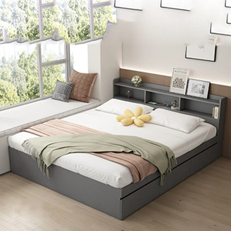 Box Storage Custom Double Bed Solid Wood Tatami Modern Design Double Bed Bedding Floor Camas De Dormitorio Bedroom Furniture