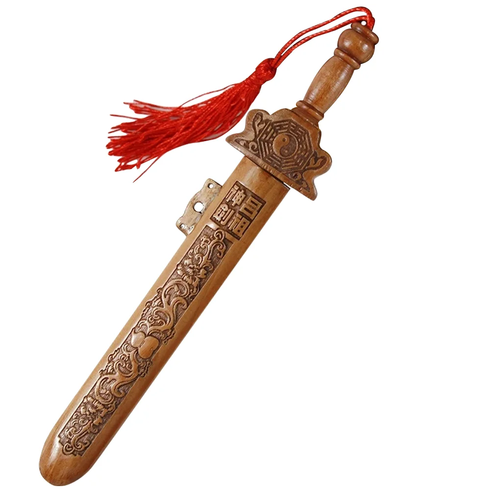 Toy Sword Evil Exorcism Ornament Handicraft Wooden Wall Pendant Hanging Decor Charm Child