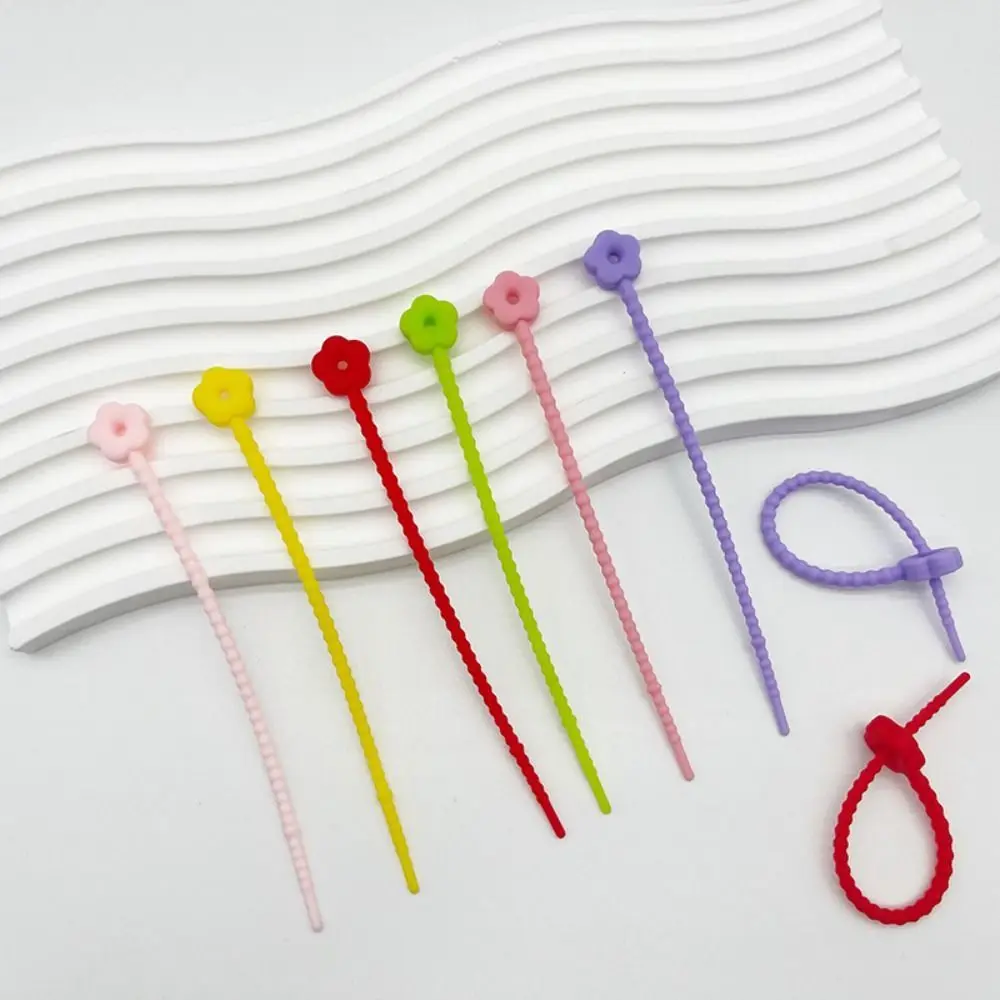 10Pcs Silicone Tie Live Buckle Cable Ties Key Lanyard Candy Colors Bag Accessories Lanyard Classic Car Key Accessories