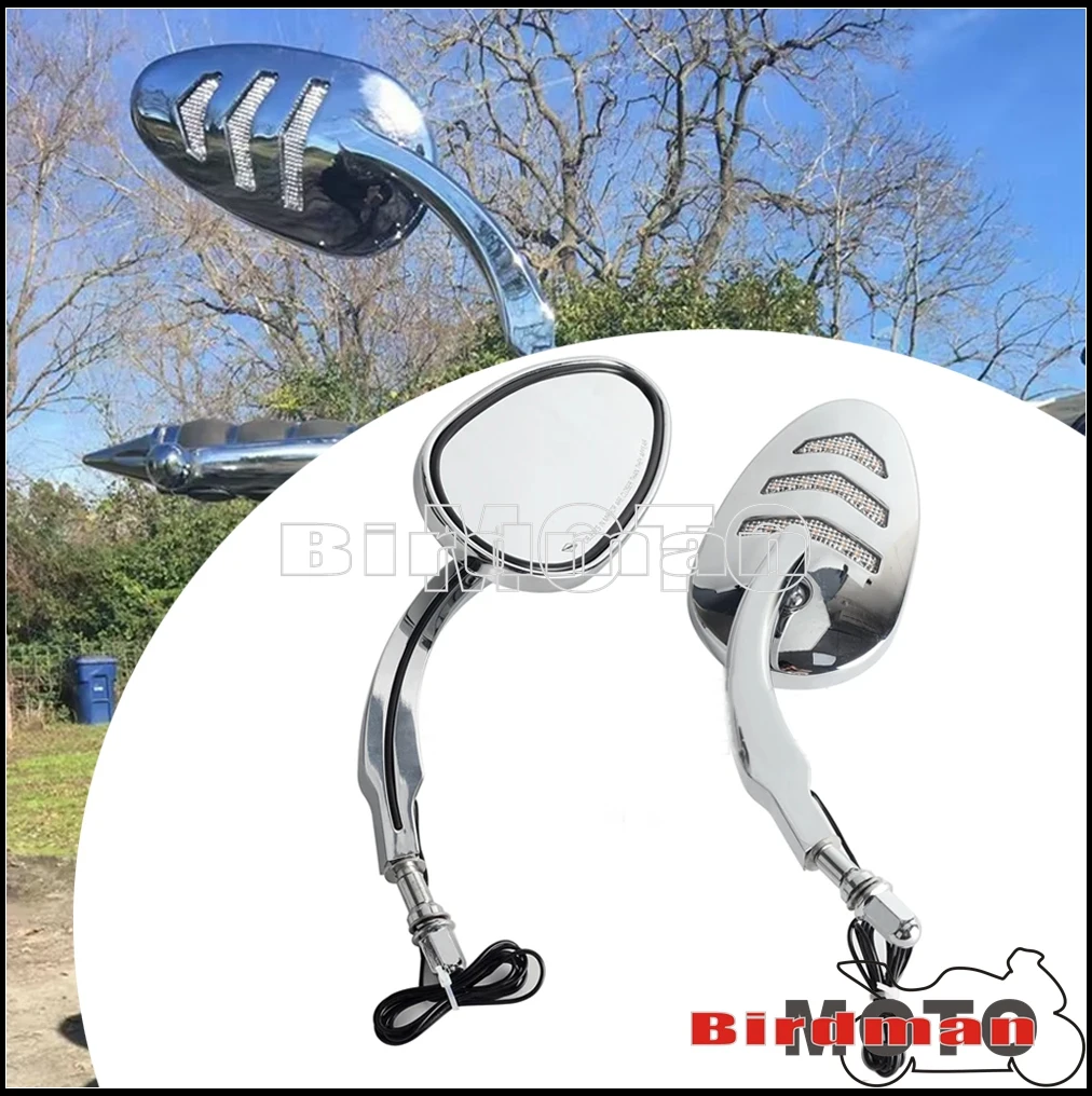 

Motorcycle Rear View Side Mirrors with LED Turn Signal Light For Harley Road King Dyna Super Wide Glide FXDB FXDF FXDFSE 1997-up