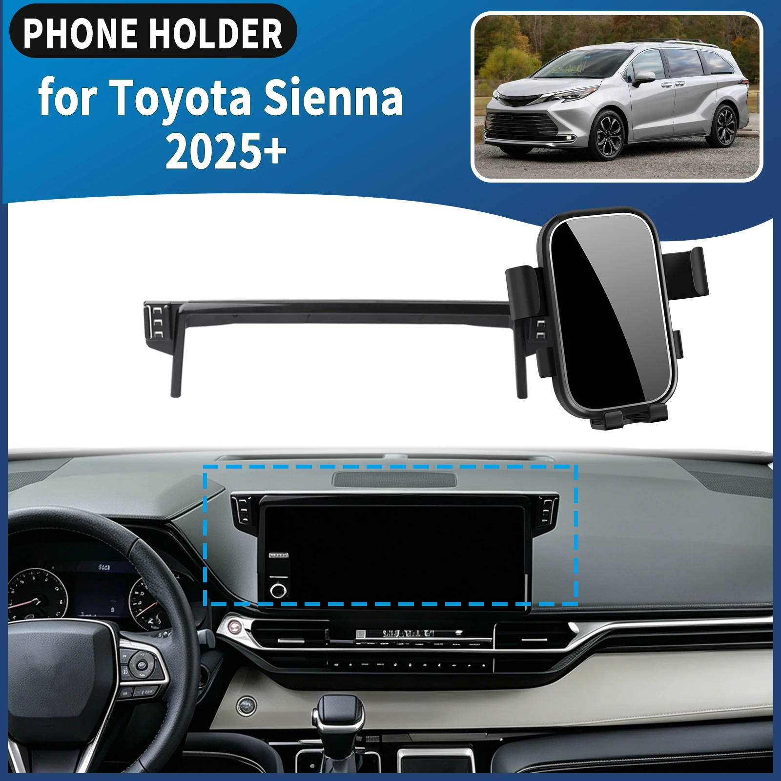for Toyota Sienna 2025 2026 2027 LHD RHD Car Specific Phone Mount GPS Easy Install Auto Accessories
