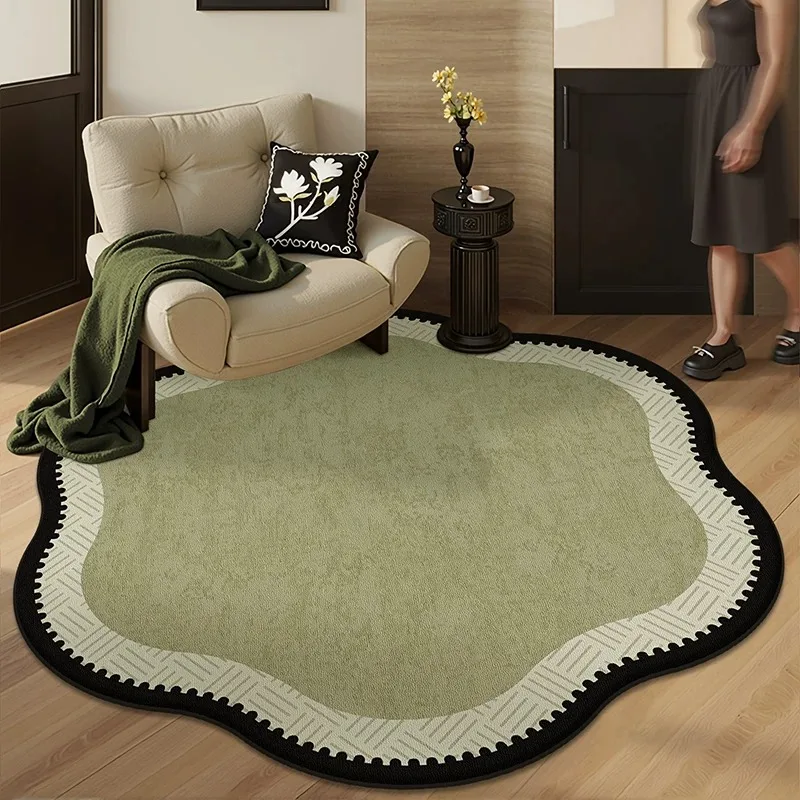 Round Carpet Living Room Rug Stain-resistant Dirt-resistant Floor Mat Irregular Bedroom Rugs French Style Home Decoration Mats
