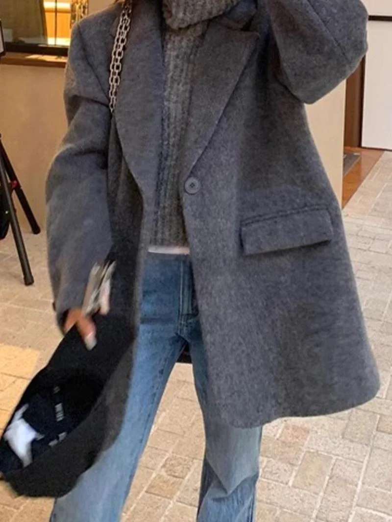 

Шерстяное пальто ROUJE KEFSS премиум-класса, женское, средней длины, осенне-зимнее, новая модная модель для повседневной носки, прямоугольный крой, цвет песочный.