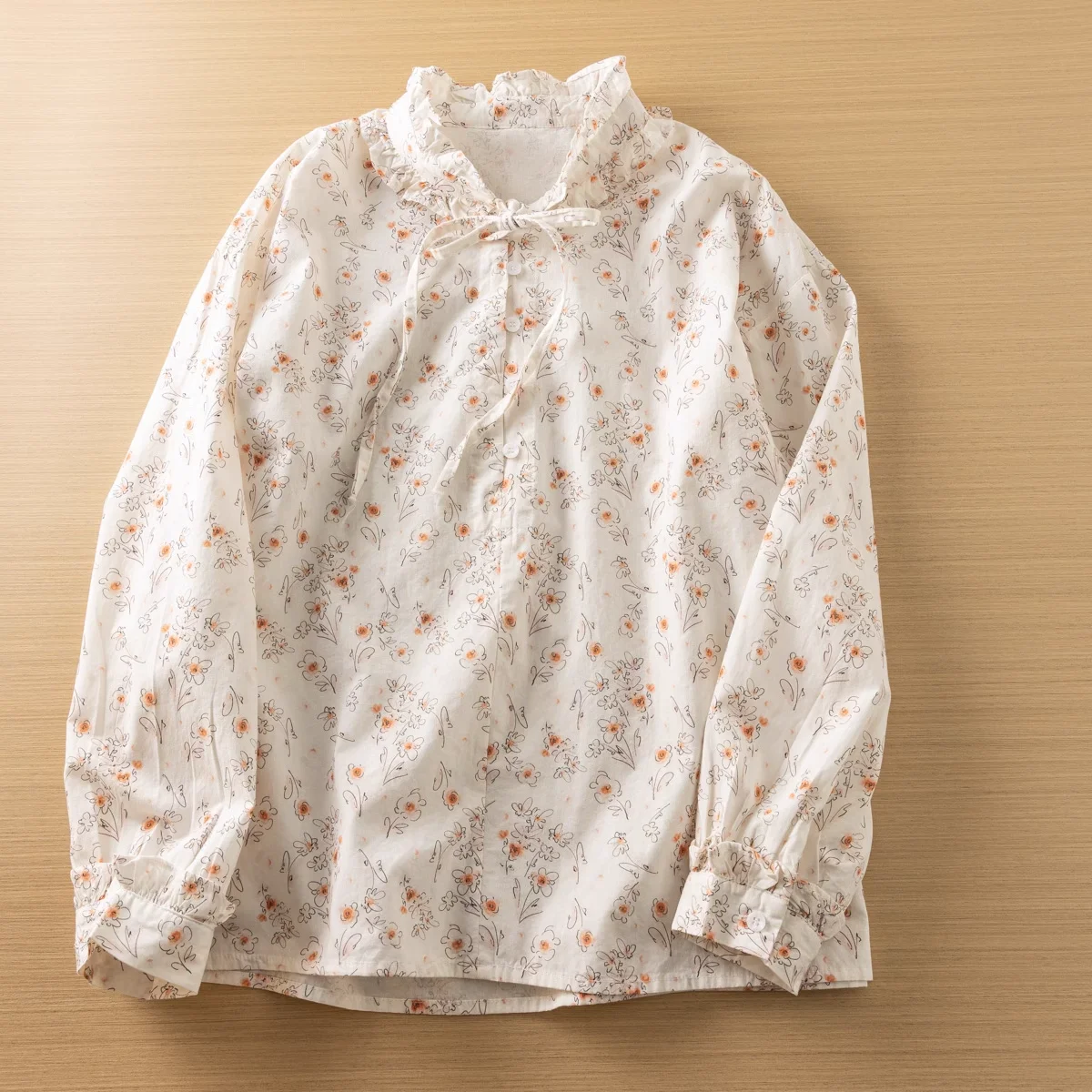 Mori kei clothing sweet bow print cotton shirts and blouses with designs womens tops female mori girl Japanese vintage clothing