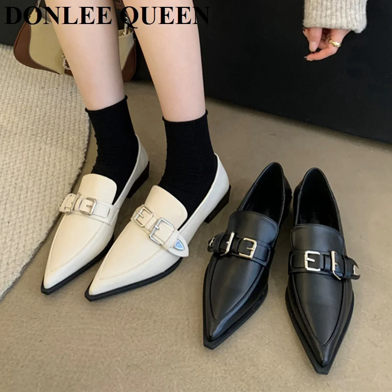 2024 New Spring Flats Casual Shoes Women Flat Heel Pointed Toe Shallow Ballet Female Boat Shoes Slip On Loafers Brand Mary Janes