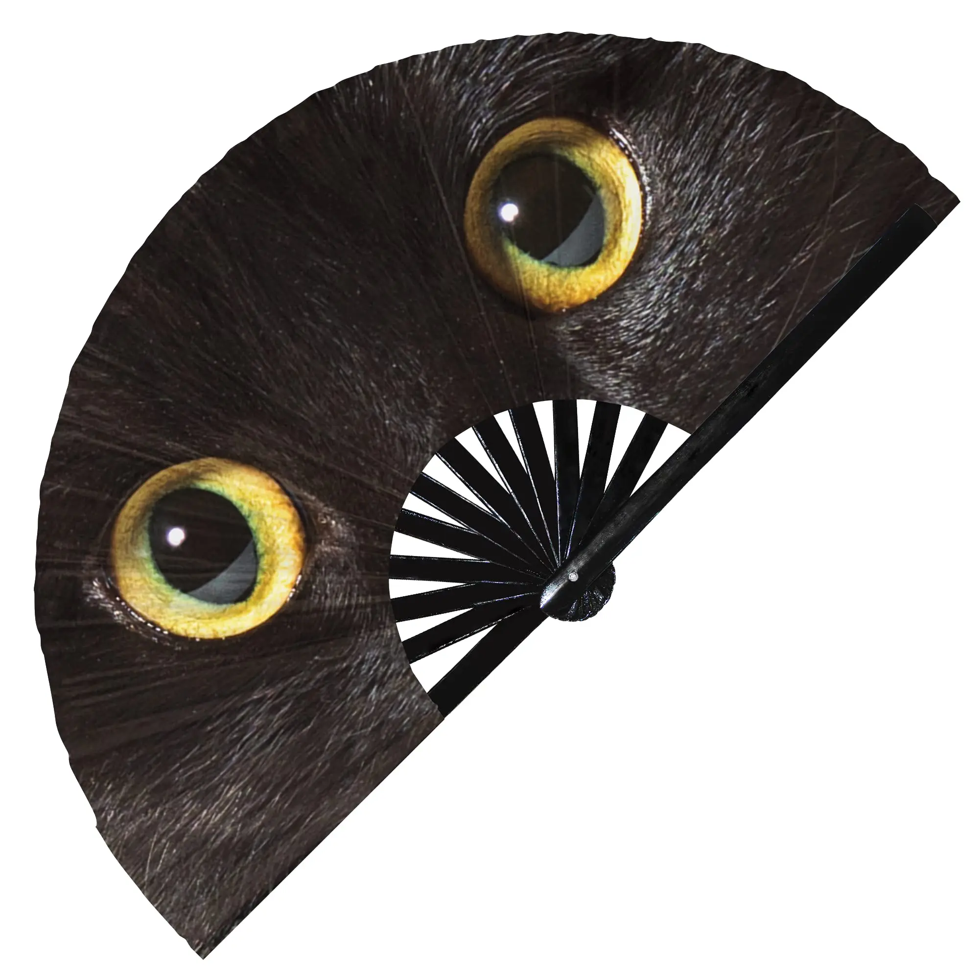 Cat Eyes Folding Fan Rave Festival Accessories for Girls Kitten Animal Bamboo Frames Hand Fan Party Dance Handheld Folding Fans