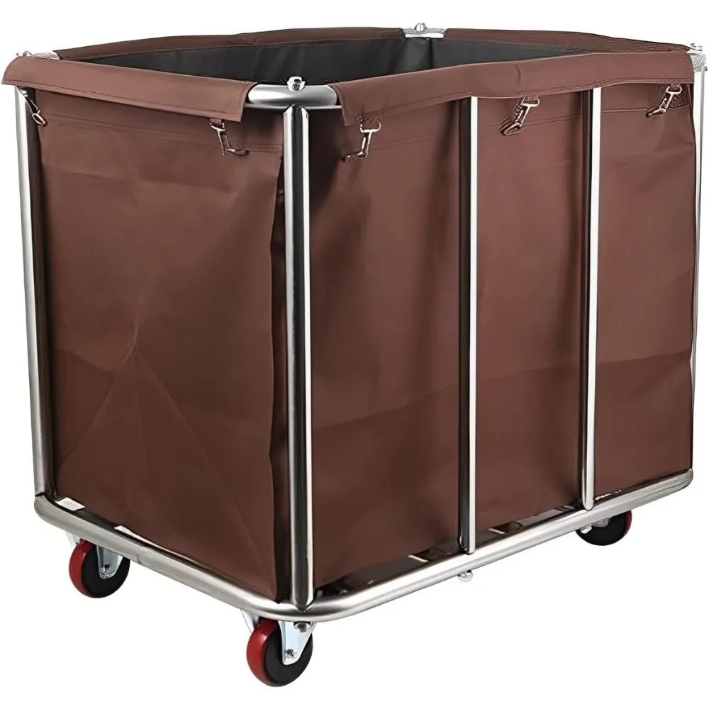 

Large Laundry Cart with Wheels, Heavy Duty Rolling Storage Basket 330Lb Load Truck for Family or Commercial Hotels and Hospital