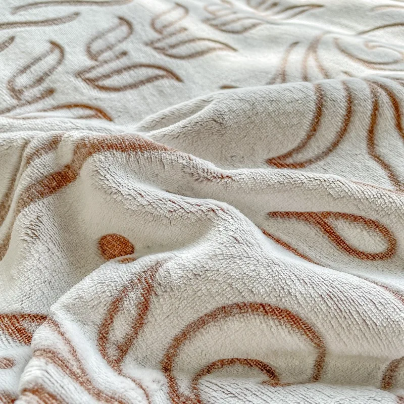 3D Carved Pattern Coral Fleece Blanket Keep Warm Sofa Cover for Office Nap Multi-Purpose Colorfast Shawl Cushion for All Seasons