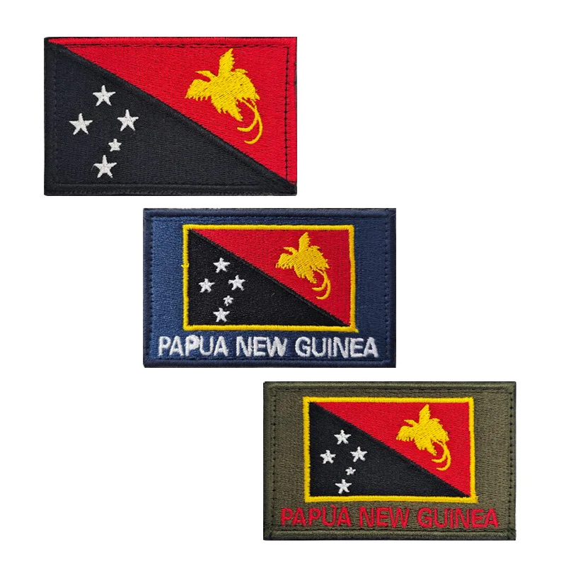 Oceania Flag of Papua New Guinea Embroidered Cloth Stickers Hook and Loop Badge Small Flag Patches Military Backpack Appliques