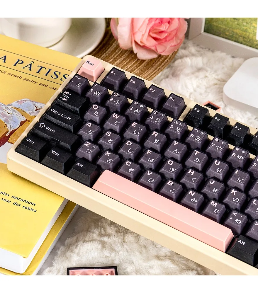 Night Sakura powder semi-transparent keycap 164 keys personalized PBT + PC two-color customized original wooting mechanical