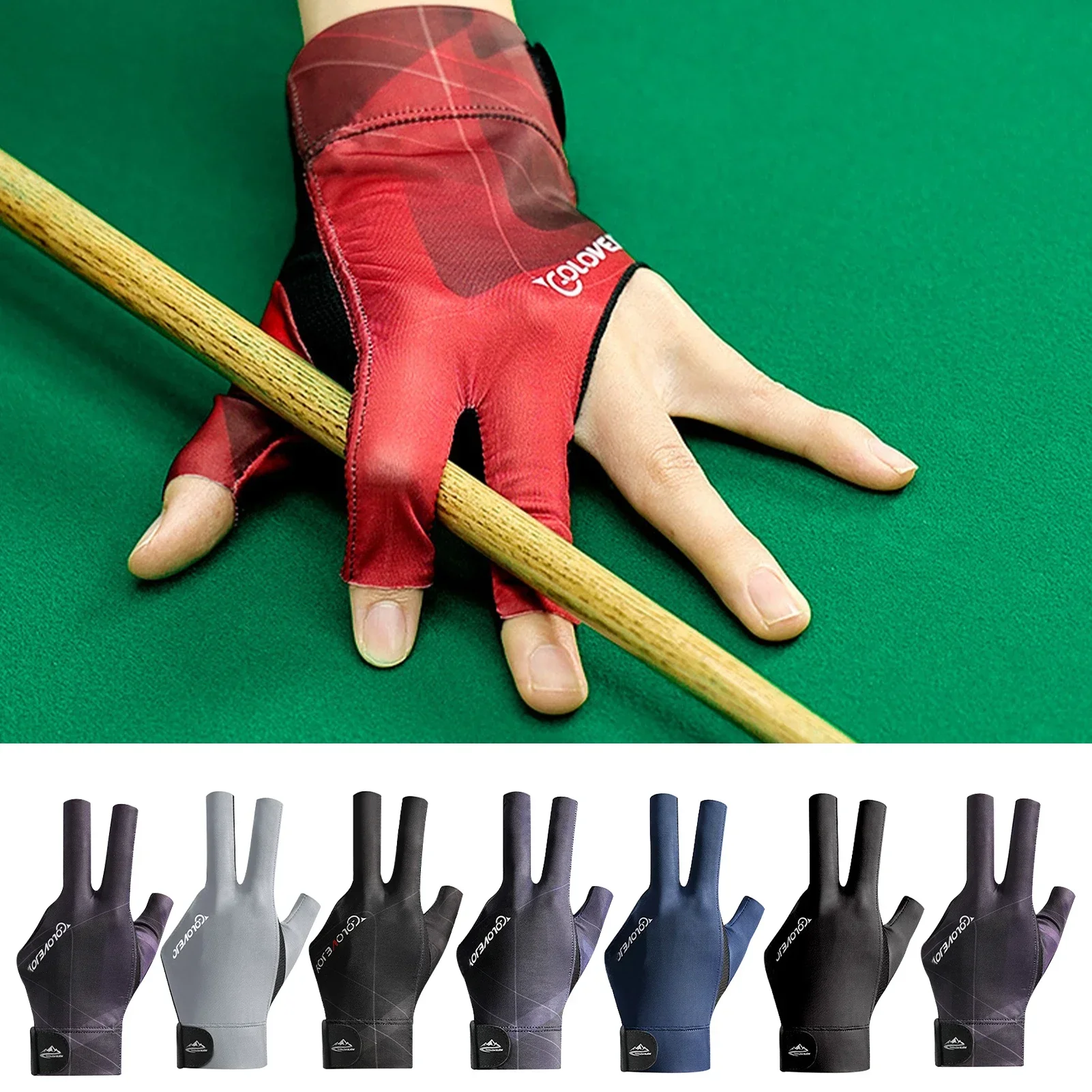 Billiards Glove Left Hand Three Finger Snooker Billiard Glove Non Slip Stickers Elasticity Billiard Training Gloves Accessories