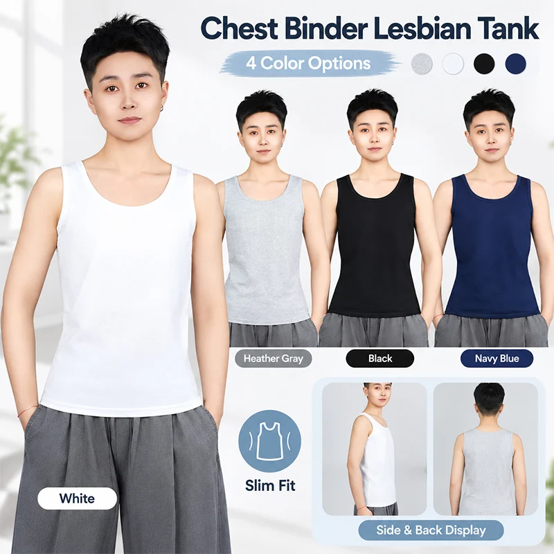 Women Tomboy Breast Binder Vest No Padded Invisible Flat Chest Shaper Underwear Corset Compression Top For Cosplay Performance