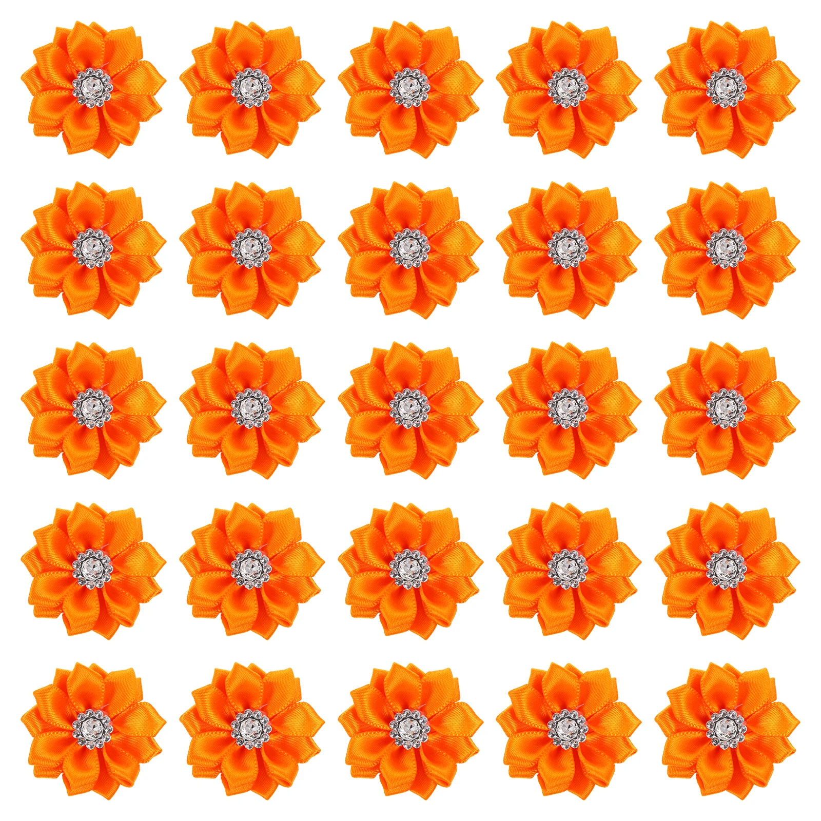 

40 Pcs Ribbon Flowers Bows Flowers Appliques Fabric Rhinestone Wedding Decor DIY Sewing Elastic Durable