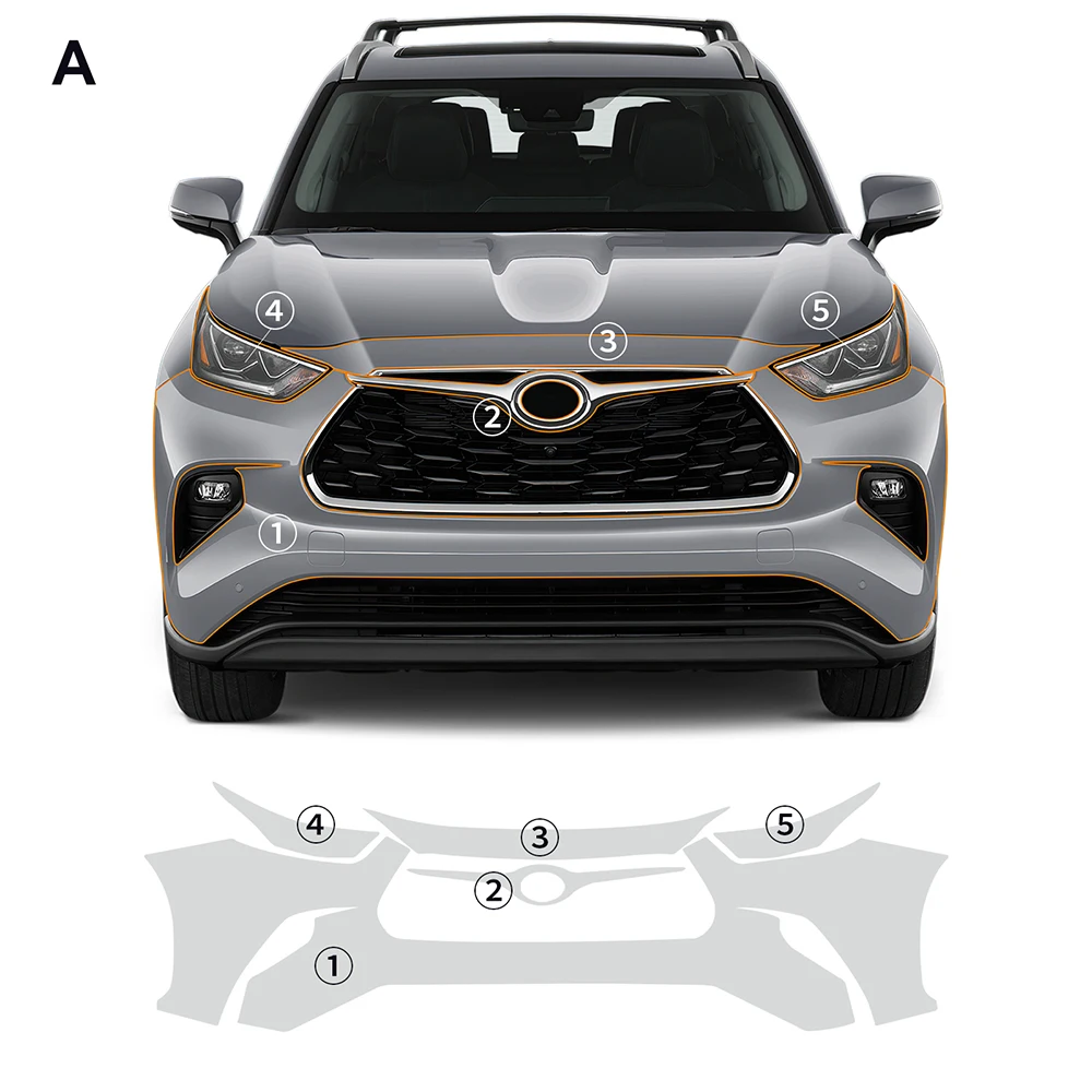 

For Toyota Highlander 2020-2024 TPU Car Pre-cut PPF Kit Scratch-resistant Front Bumper Hood Engine Transparent Protective Film