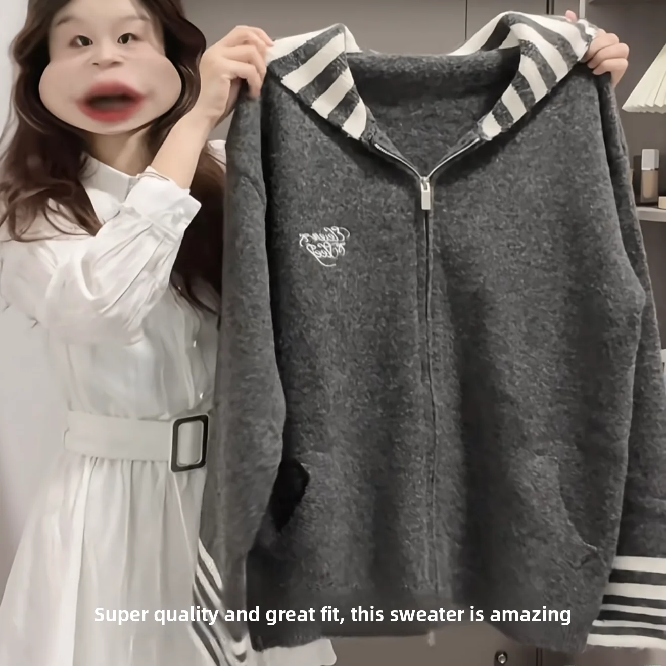 

ex Outlet Store Трикотажная толстовка с капюшоном Long Sve на молнии Повседневная одежда для молодежи Осенний сезон Модная мода большого размера