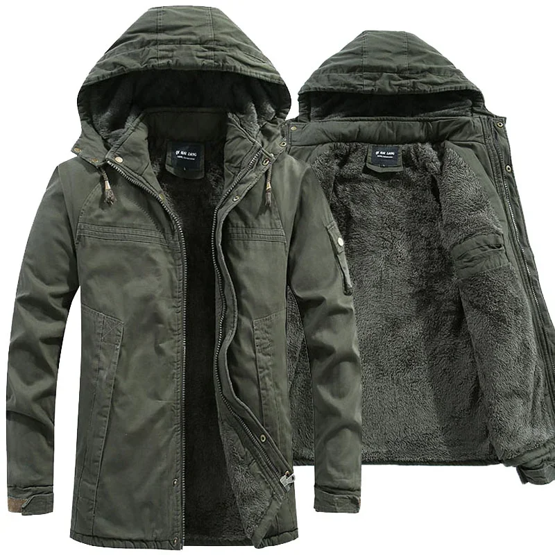 Giacche parka lunghe invernali da uomo giacche Casual da uomo Slim addensate in pile caldo con cappuccio piumini Outdoor antivento di alta qualità