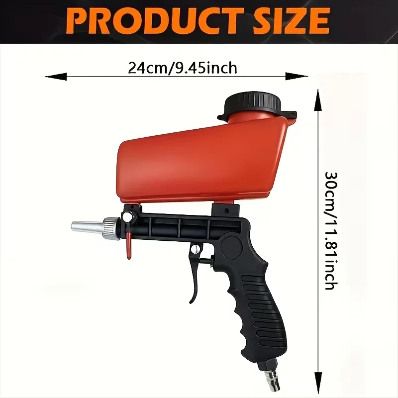 90Psi Adjustable Pneumatic Sandblasting Gun, Portable Home Sandblasting Machine, Cordless Gravity Small Handheld Air Tool