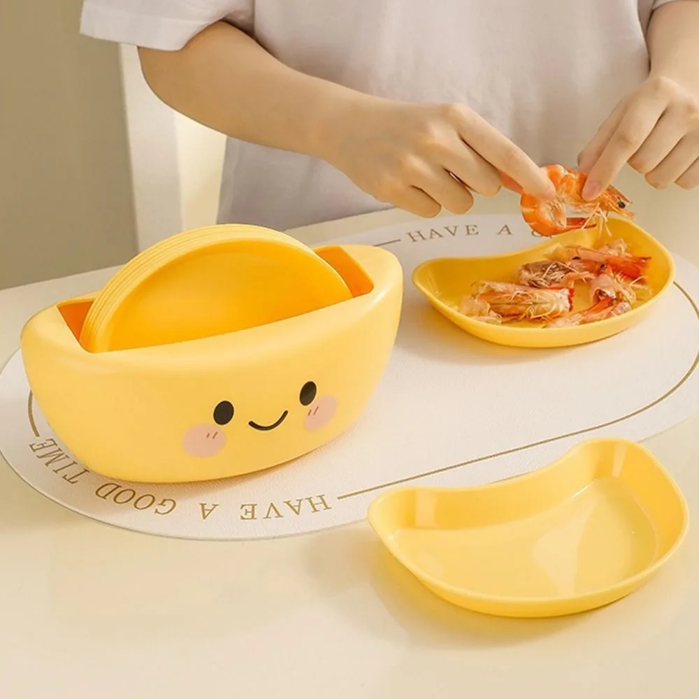 Stackable Yuanbao Shaped Spit Bone Dish Creative Reusable Fruit Storage Tray Set Durable Bottom Hollow Food Container Set