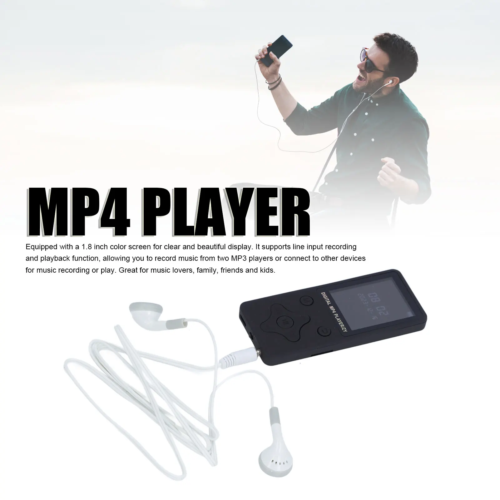 Reproductor MP3 MP4 Bluetooth, reproductor MP3 MP4, libro electrónico, pantalla LCD multifuncional de 1,8 pulgadas, gran capacidad de almacenamiento para entrenamiento