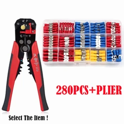 280PCS Spade Butt Ring Fork Cold Pressed Crimp Terminals Electrical Wire Connectors Assorted Kit Wire Stripper