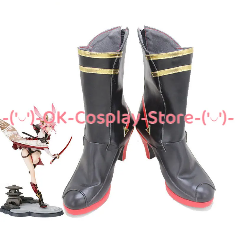 

Yae Sakura Cosplay Shoes Game Honkai Impact 3 Cosplay Prop PU Leather Shoes Halloween Carnival Boots Accessories Custom Made