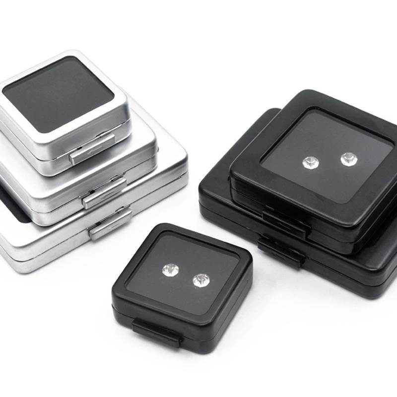 F42F Silver Black Case مع حبات وسادة الرغوة معرض مربع مربع مربع معرض