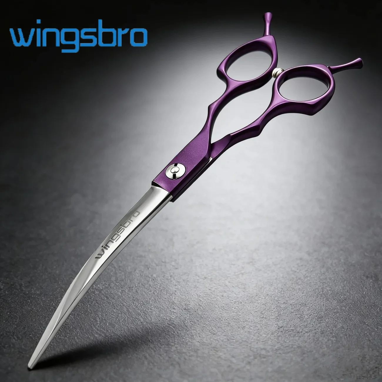 Tesoura Curva Wingsbro de 7 Polegadas para Animais de Estimação, Aço Inoxidável, Tesoura para Tosa de Cães e Gatos, Projetada Especialmente para Tosa de Animais de Estimação