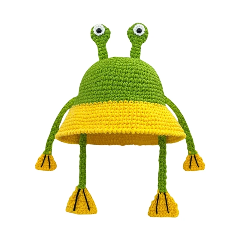 

MXMB 1Pc Trendy Fisherman Hat for Unisex Handwoven Frogs Head Ornament for Party Prom