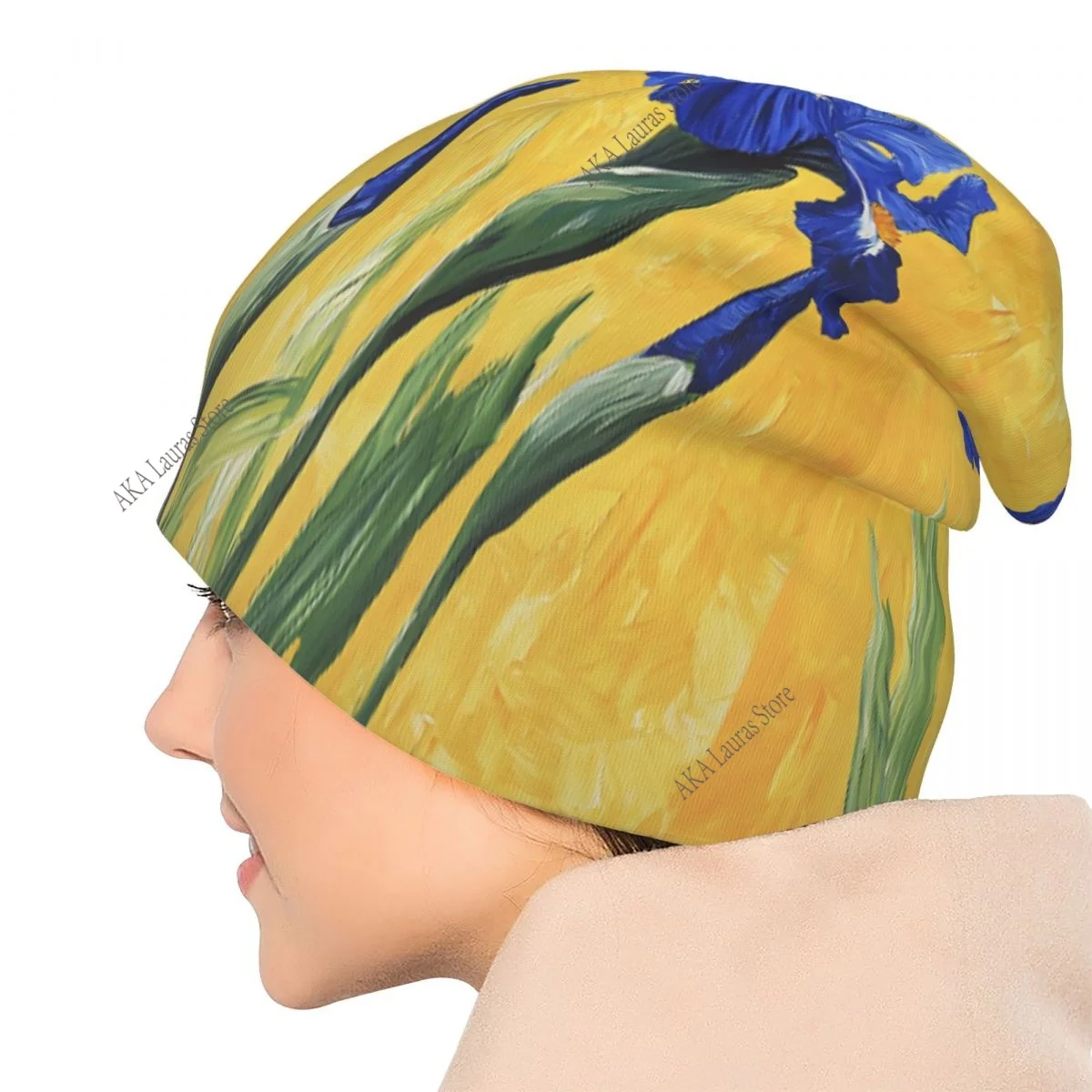 القزحيات 2 فان جوخ الرجال النساء بيني يندبروف قبعة تزلج طبقة مزدوجة النسيج بونيه قبعة #6