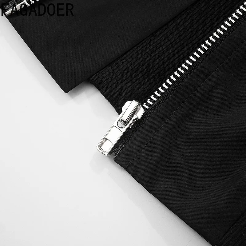 FAGADOER Casual Zipper Cardigan Tanks T-shirt Women Black Sleeveless  O-Neck  Crop Top Female Streetwear Summer Trend Clothing