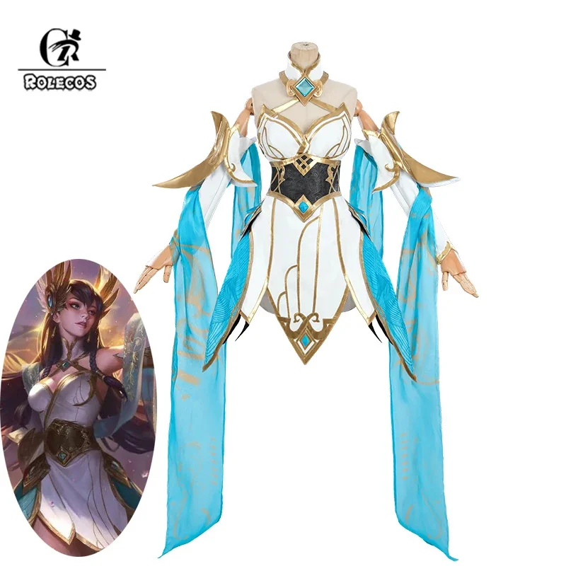 

ROLECOS LOL Immortal Journey Irelia Cosplay Costume Game Divine Sword Irelia Halloween Outfit Women Dress with Headwear New Skin