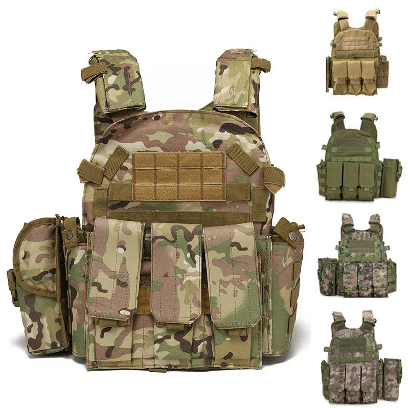 6094 Tactical Vest Nylon Gear Body Armor Combat Army CS Gear Hunting Plate Airsoft Wargame Pouch Camouflage Plate Carrier Vest